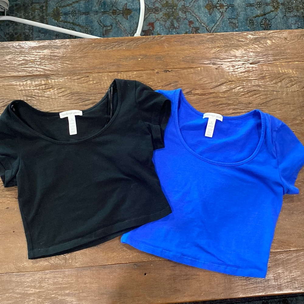 Bundled Ambiance Apparel Crop Tops, Blue/Black, Small